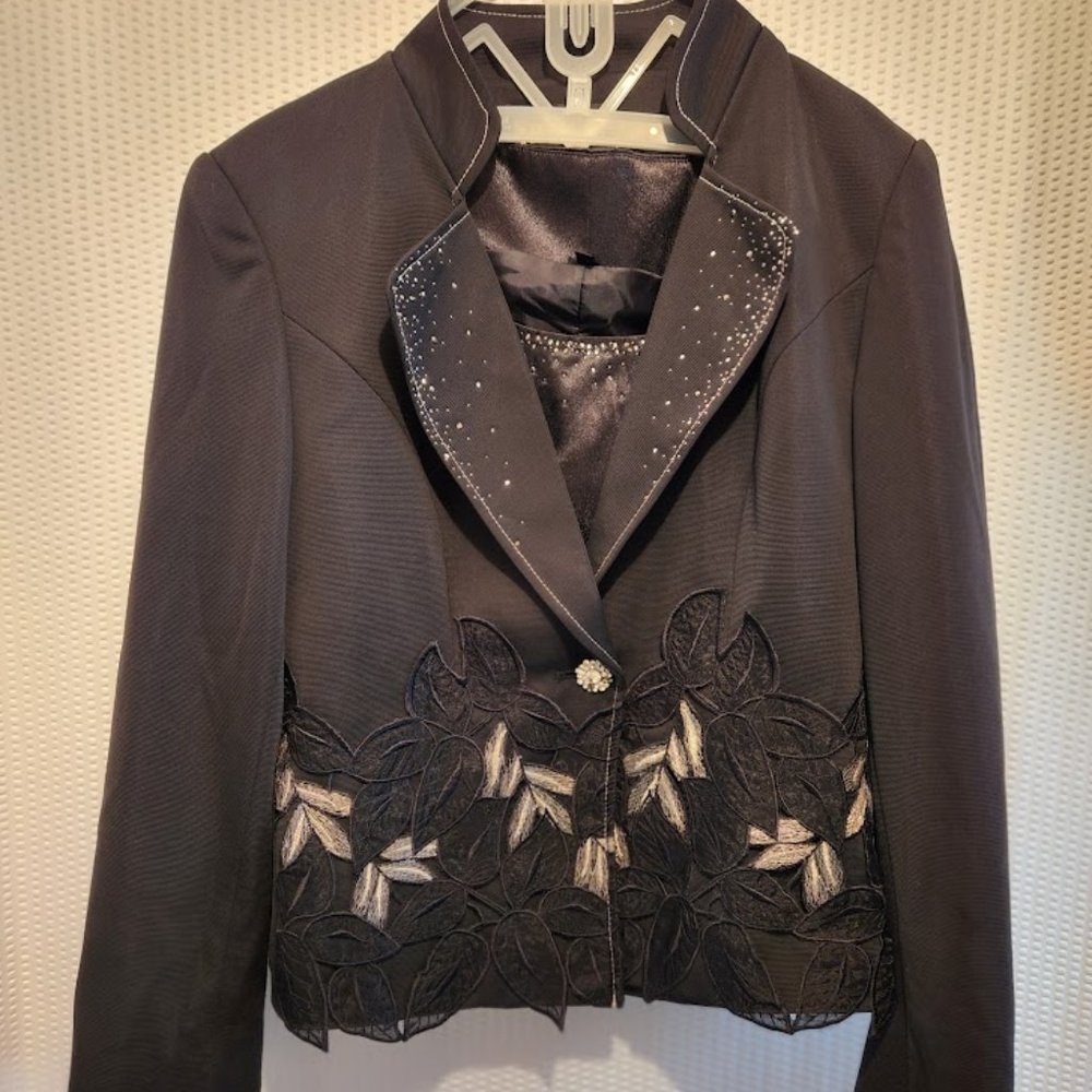 Tiffany Collections Black with Rhinestone and Embroidery Accents Jacket and Cami